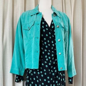 Teal Cropped Jean Jacket – Oversized Tencel Dream